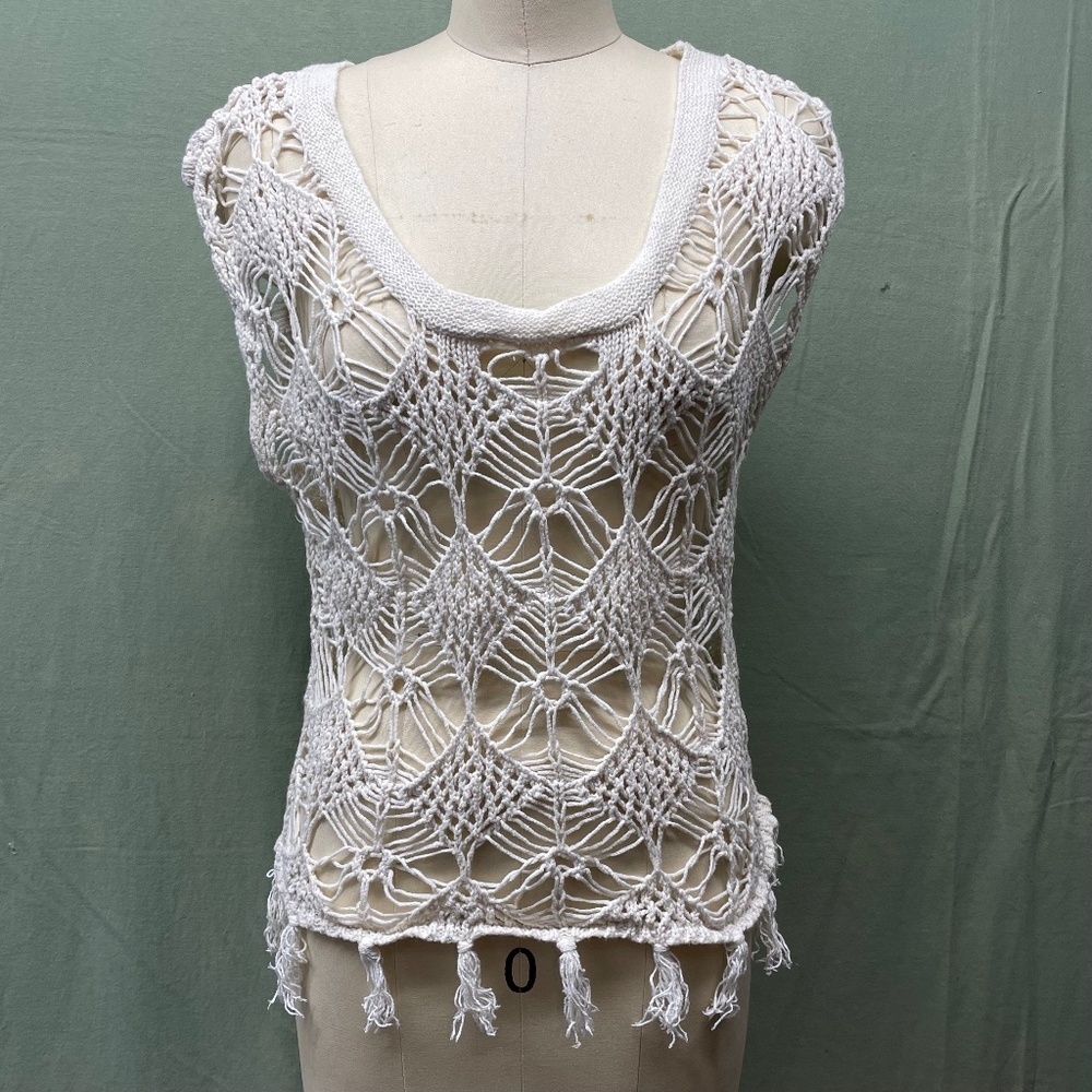 Mudd Y2K Crocheted Open-Knit Top - Women's Large